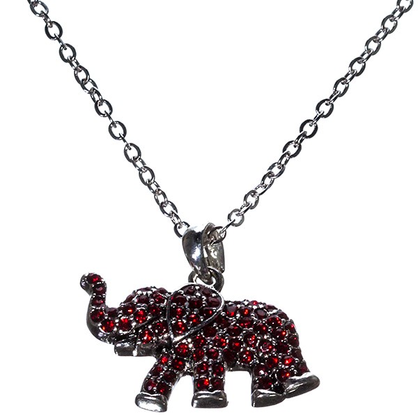 Wholesale inch silver toned necklace inch elephant encrusted red rhinestones