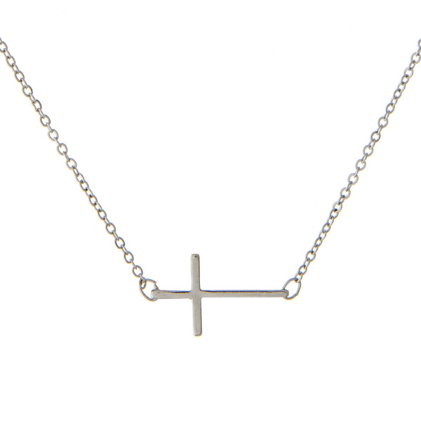 East West Cross Necklace.
- Pendant .75" 
- Approximately 16" Long
- 2" Adjustable Extender