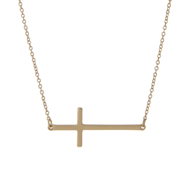 Wholesale east West Cross Necklace Matte Finish Pendant Long Adjustable Extender