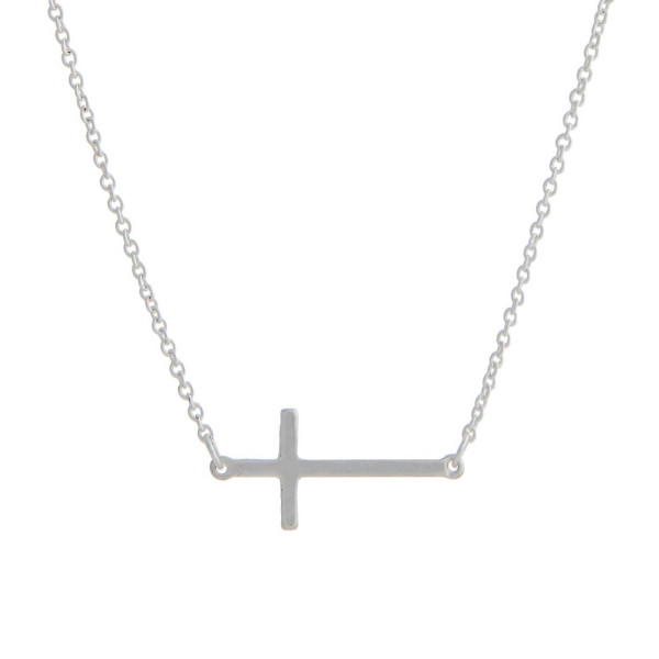 Metal Chain Link Necklace Featuring Cross Pendant 

- Approximately 18" L
- Extender 2" L 
- Cross 1" L