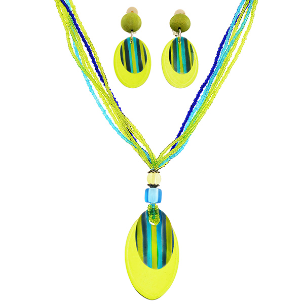 Wholesale strand lime green turquoise navy blue seed beaded necklace green resi