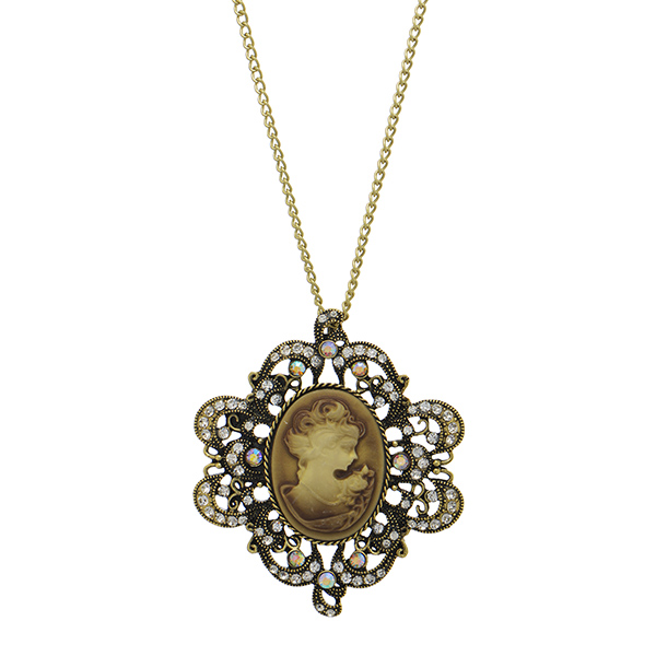 Wholesale long gold necklace antique Victorian pendant
