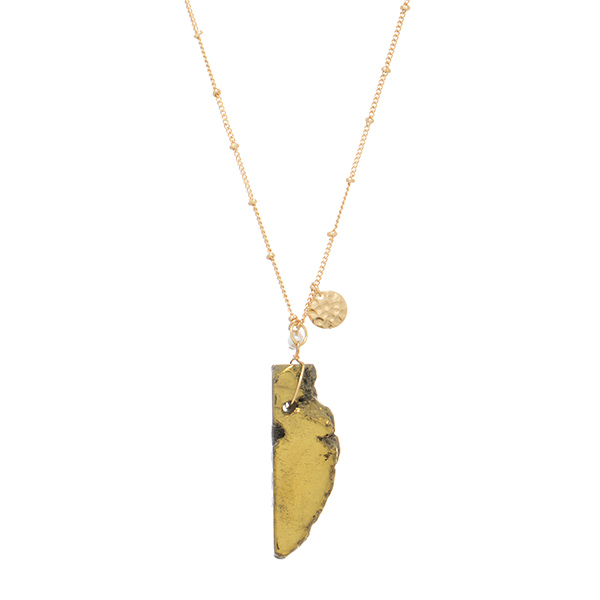 Wholesale gold necklace gold dipped natural stone pendant pendant varies