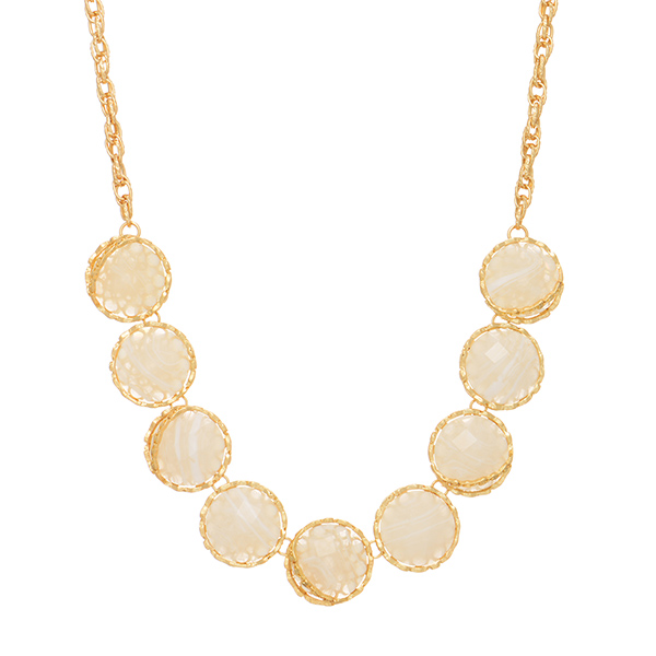 Wholesale gold necklace round ivory stones