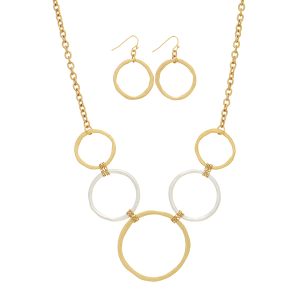 Wholesale two metal necklace set rings connected chain links