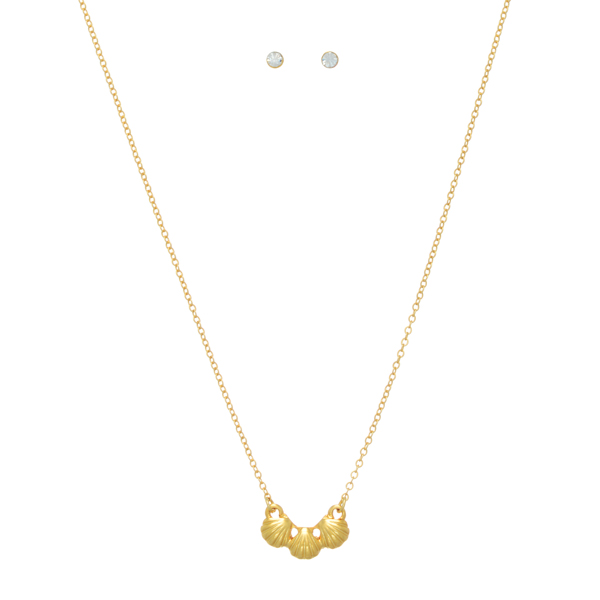 Wholesale gold necklace set dainty seashell pendant