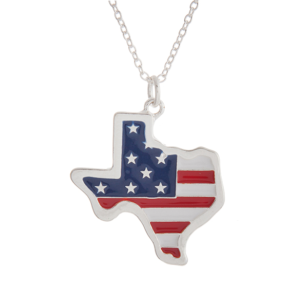 Wholesale silver necklace American flag inspired state Texas pendant