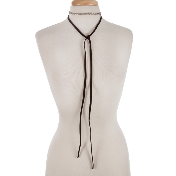 Wholesale black suede silver wrap necklace set