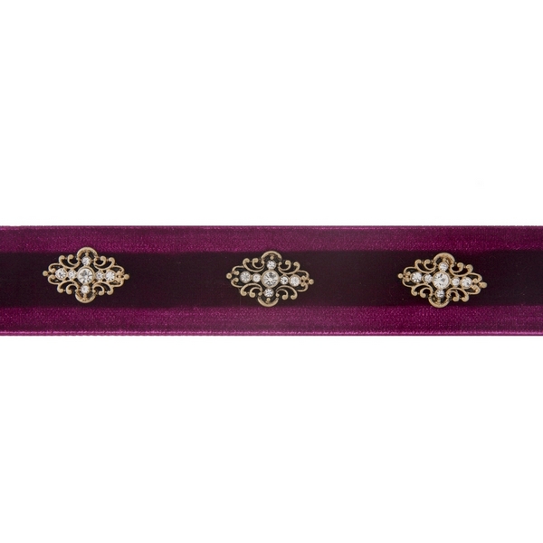 Wholesale burgundy velvet choker gold accents