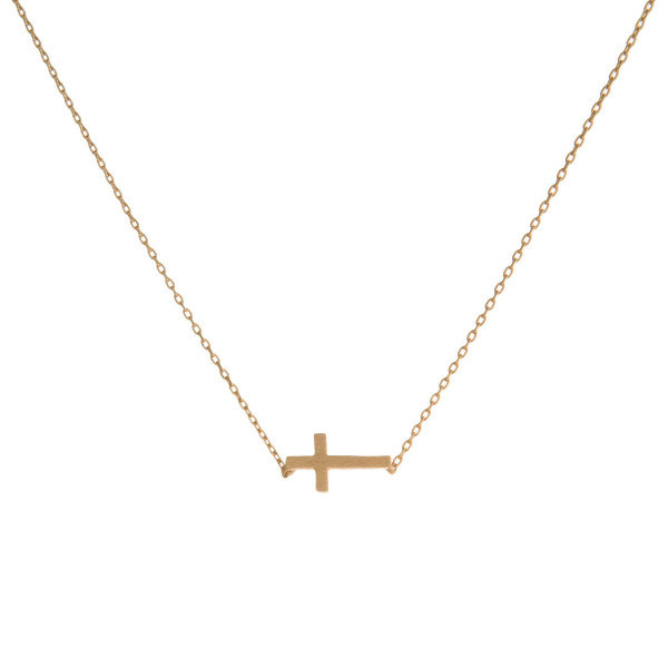 Dainty East West Cross Necklace.

- Pendant 8mm
- Approximately 16" Long 
- 2" Adjustable Extender