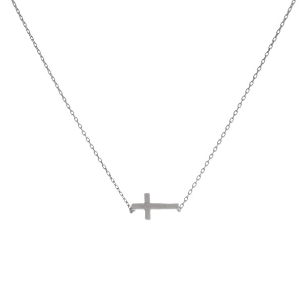 Dainty East West Cross Necklace.

- Pendant 8mm
- Approximately 16" Long 
- 2" Adjustable Extender