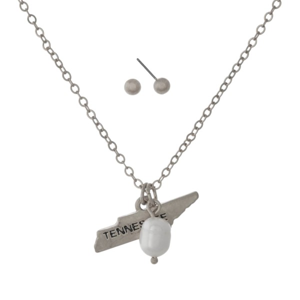 Wholesale silver necklace set Tennessee state pendant stud earrings