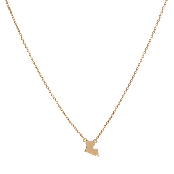Wholesale dainty gold necklace state Louisiana pendant