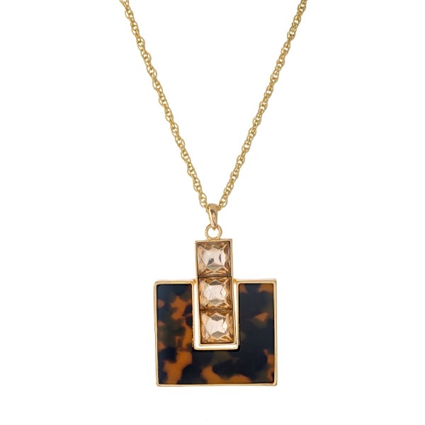 Wholesale gold necklace square tortoise shell pendant