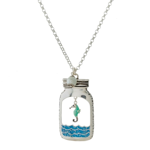 Wholesale silver necklace mason jar pendant beach