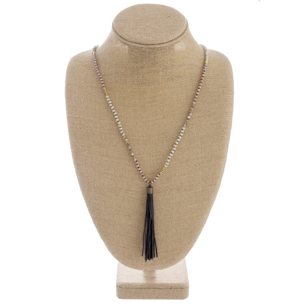 Wholesale long iridescent beaded necklace tassel pendant Pendant overall