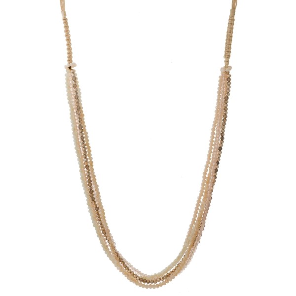 Wholesale neutral waxed cord necklace layers faceted beads