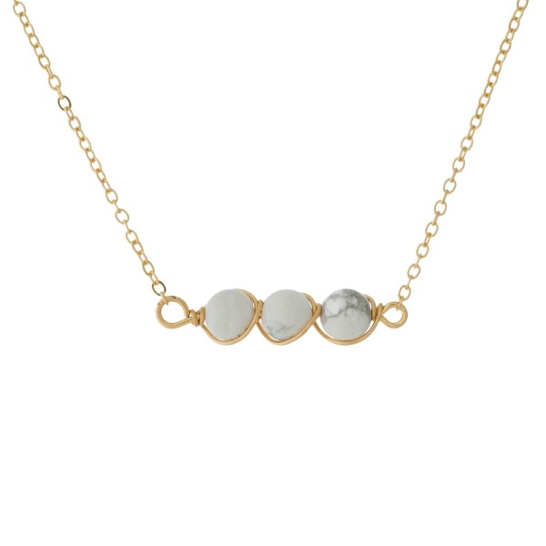 Wholesale dainty gold necklace wire wrapped natural stone beads Natural stone co