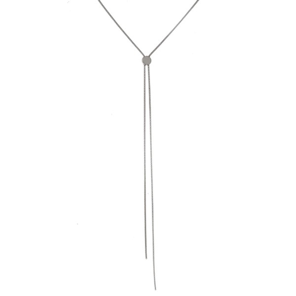 Wholesale dainty metal lariat necklace adjustable slider Adjustable up