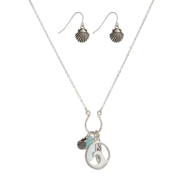 Wholesale silver necklace set beach themed charms sea glass