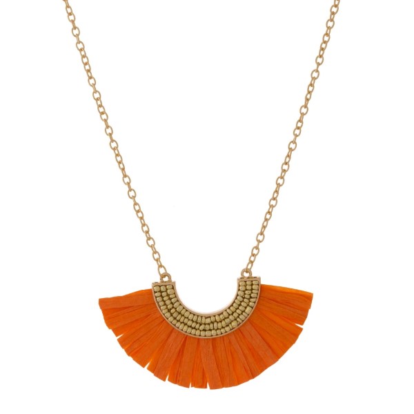Wholesale gold necklace beaded raffia accent