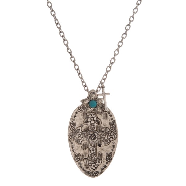Wholesale long silver necklace spoon pendant