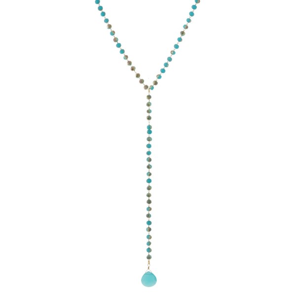 Wholesale long beaded necklace tear drop pendant