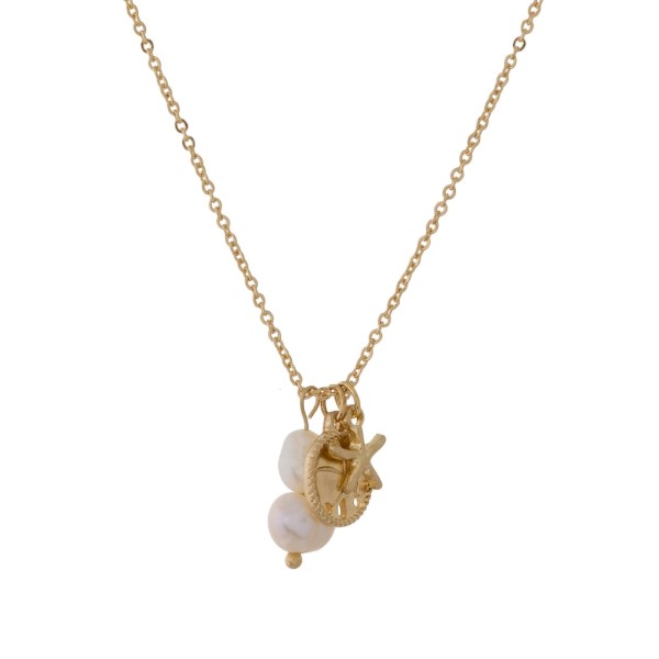 Wholesale metal necklace sea life pearl pendants