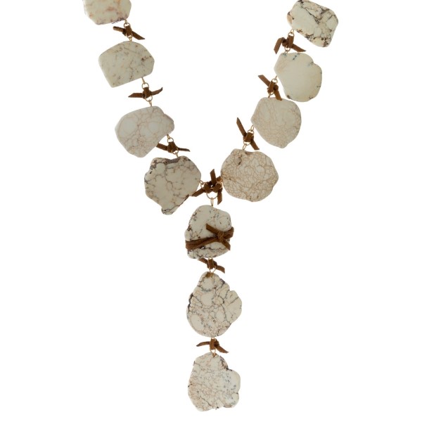 Wholesale faux suede Y necklace natural stone nuggets
