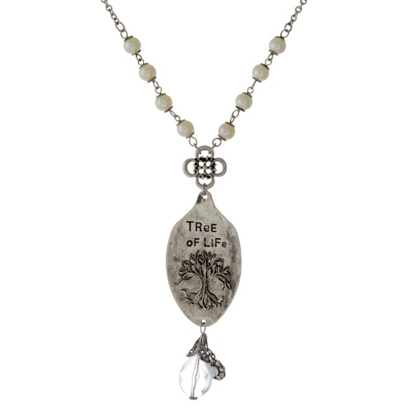 Wholesale long metal necklace charms spoon pendant