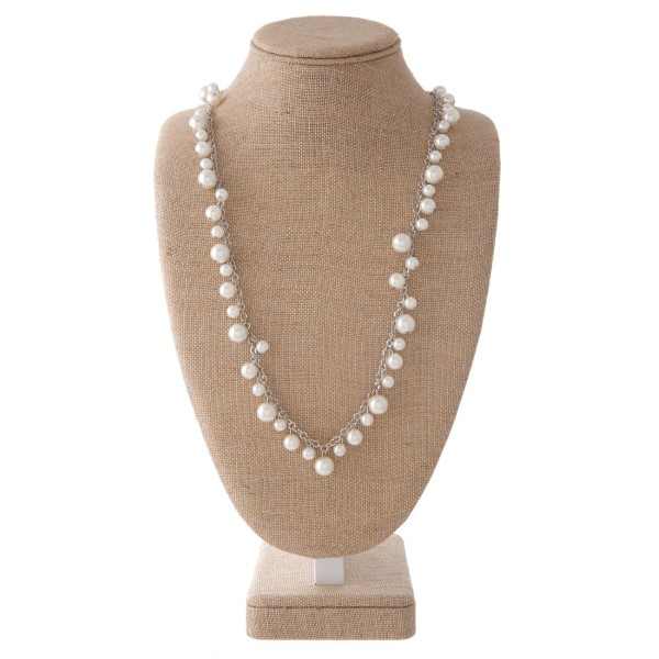 Wholesale long necklace pearl accents matching pearl fishhook earrings