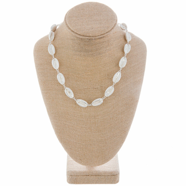Wholesale silver medium metal puka shell beaded necklace