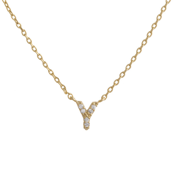 Gold dipped necklace with initial "Y" pendant. Approximate 20" in length with 0.5" pendant. 