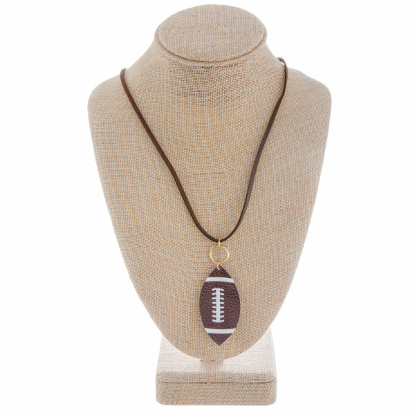 Wholesale long faux leather necklace football pendant Approximate
