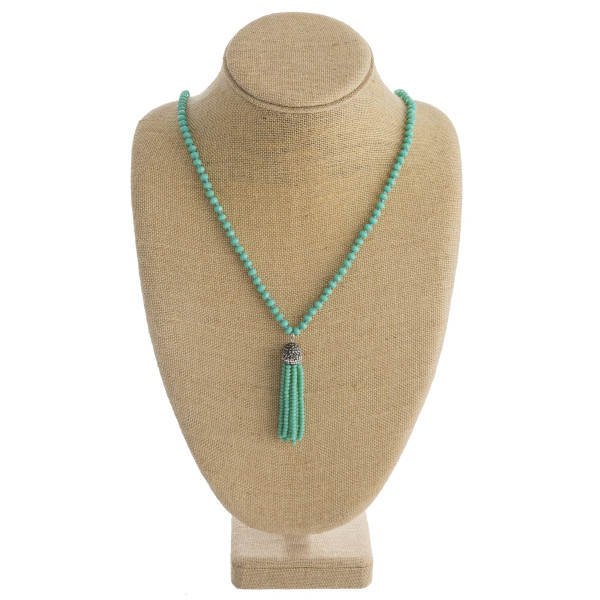 Wholesale long beaded necklace beaded tassel pendant faceted bead details Pendan