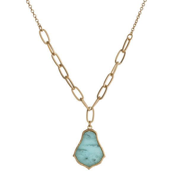 Wholesale dainty cable chain oval link necklace natural stone inspired pendant P