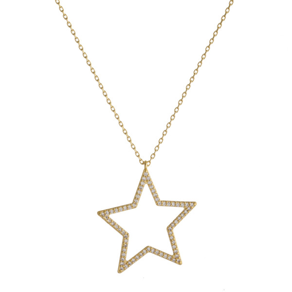 Wholesale dainty cable chain necklace star pendant cubic zirconia details Pendan