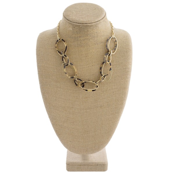 Wholesale resin leopard print metal oval linked statement necklace