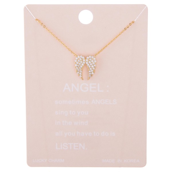 Wholesale dainty rhinestone angel wings lucky charm necklace Pendant L extender