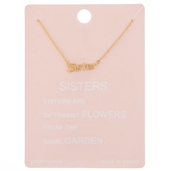 Wholesale dainty Sister lucky charm necklace Pendant L extender