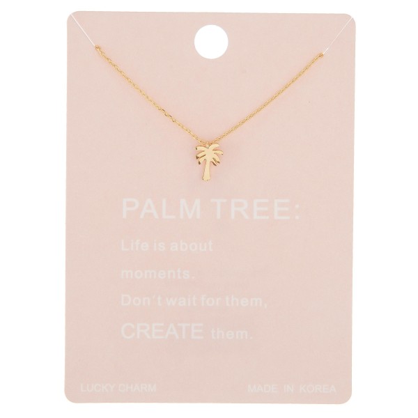 Wholesale dainty palm tree lucky charm necklace Pendant cm extender