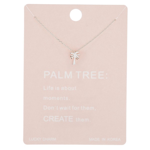 Wholesale dainty palm tree lucky charm necklace Pendant cm extender