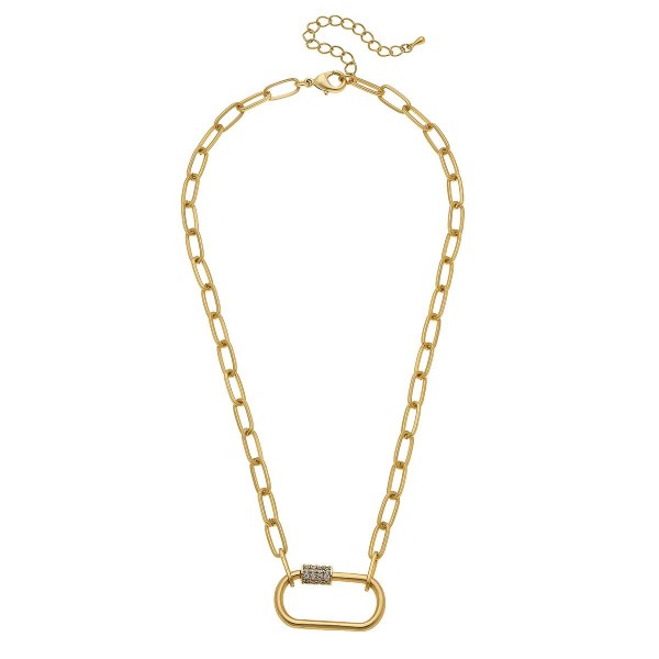 Wholesale rhinestone Carabiner Lock Chain Link Necklace Pendant L Adjustable Ext