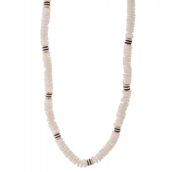 Wholesale shell Beaded Necklace Rubber Heishi Bead Details L Adjustable Extender