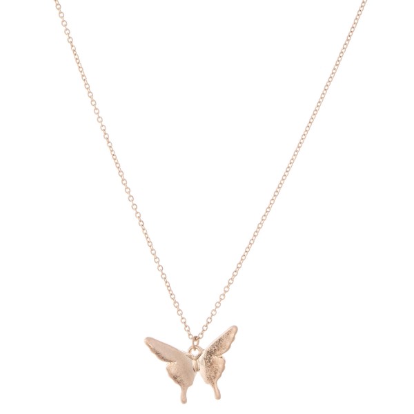Short gold necklace featuring a butterfly pendant 
- Approximately 18" L with 3" extender
- Pendant is approximately 3" L
