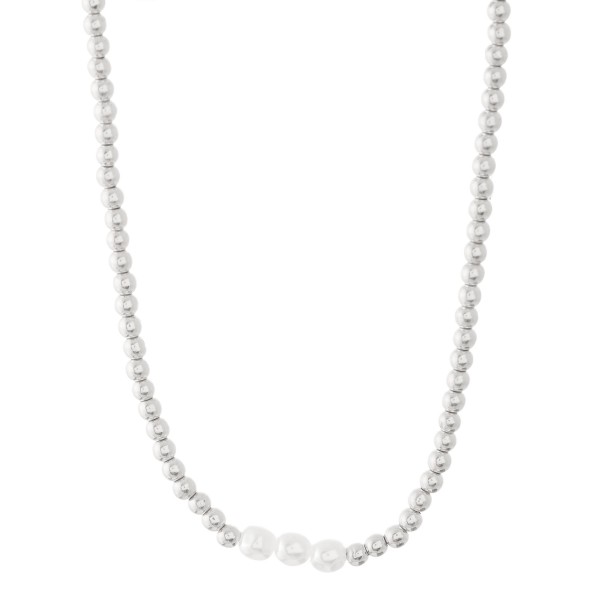 Wholesale beaded triple faux pearl necklace L extender Bead mm