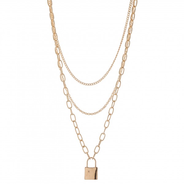 Wholesale layered Chain Link Lock Necklace Pendant Shortest layer approx L L ove