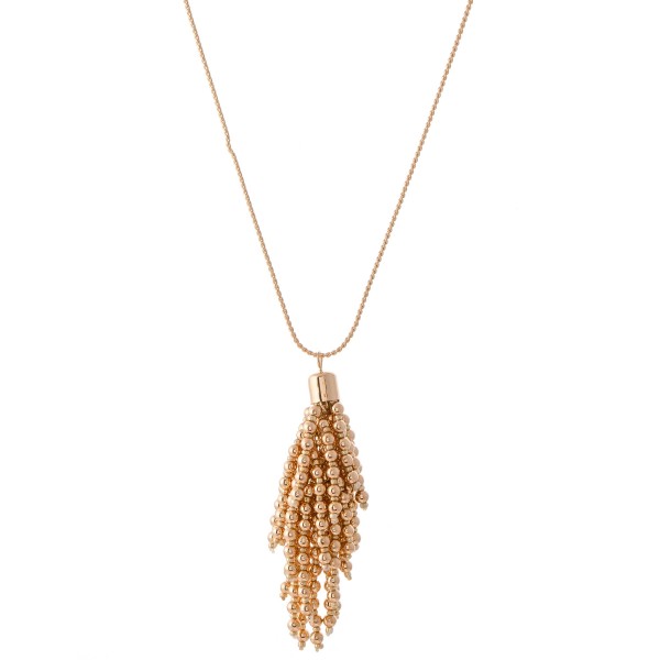 Wholesale long Gold Necklace Gold Beaded Tassel Pendant Pendant L Adjustable Ext