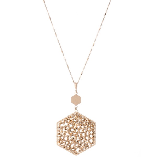 Wholesale beaded Hexagon Pendant Necklace Pendant L Adjustable Extender