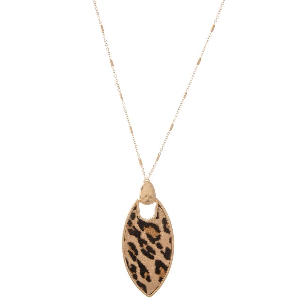 Wholesale long Necklace Metal Encased Leopard Print Pendant Pendant L Adjustable
